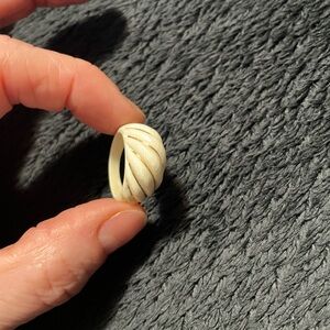 Bone (carved) Dome Ring with 14kt inlay. 
Vintage, Rare 
From back in 1960.